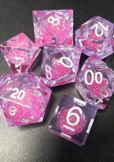 Purple with Liquid Glitter RPG Dice Set