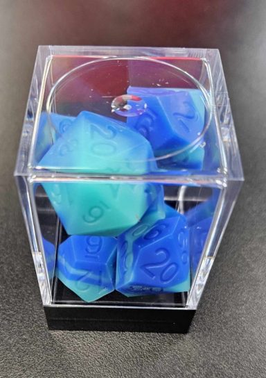 Silicone Rubber RPG Dice – Glow in the Dark Blue
