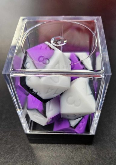 Silicone Rubber RPG Dice – Purple & White & Black