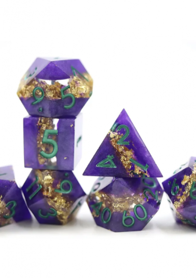 Purple Goldvein RPG Dice Set