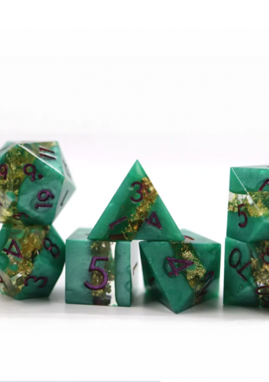 Green Goldvein RPG Dice Set