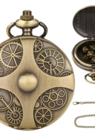 Portable Mini Metal Dice Set and Pocket Watch