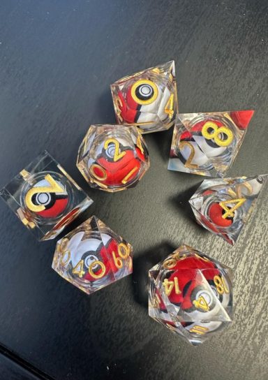 Pokeball Sharp Edge Liquid Core RPG Dice Set